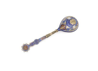 Spoon in 875-thousandths vermeil and enamel,...