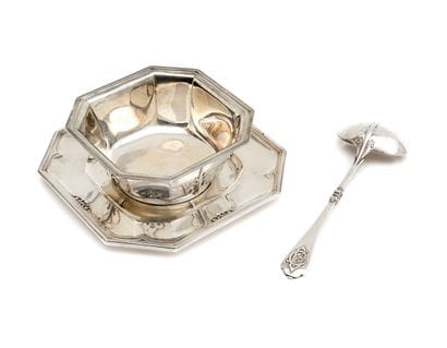 SAUCIERE, its display stand and spoon in...