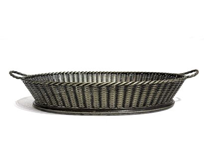 BASKET with two handles in silver-plated...