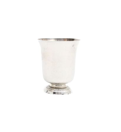 Silver TIMBALE, resting on a gadrooned pedestal,...