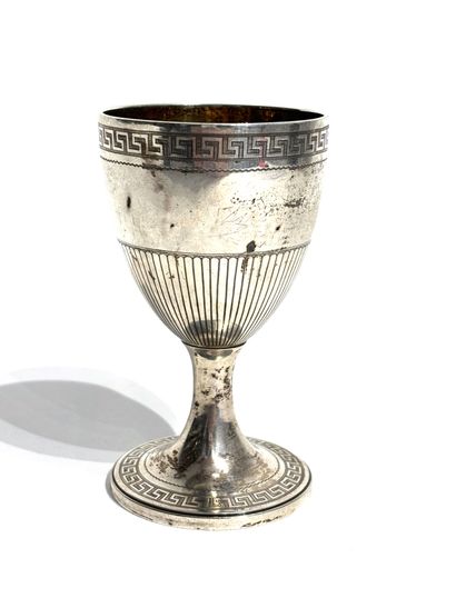 CUP on silver pedestal, engraved with Greek...