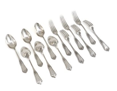 SIX 925-thousandth silver table cutlery,...