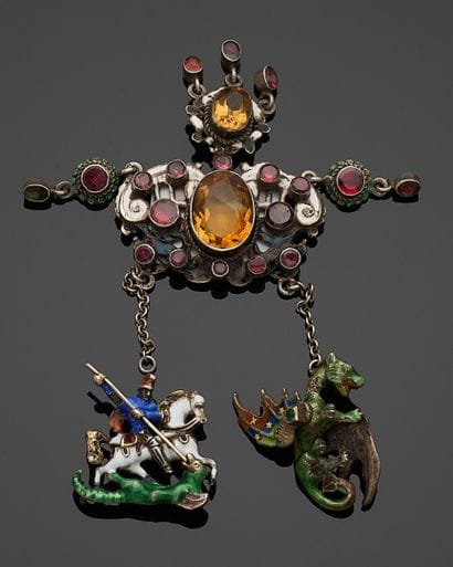 SET comprising three enameled 800-mil silver...