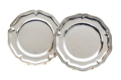 TWO round silver platters 925 thousandths,...