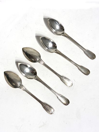 FIVE 925-thousandths silver SPoons, filet...