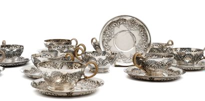 SET of twelve 925 thousandths silver cups...
