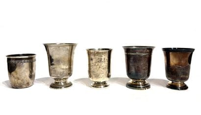 SET of five 925 thousandths silver kettledrums,...