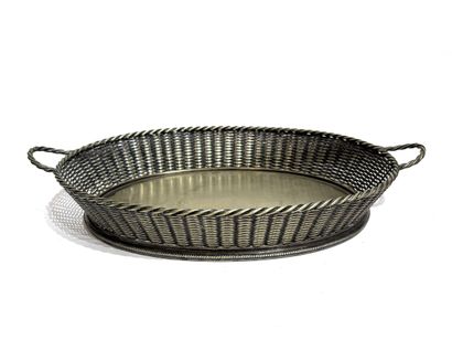 BASKET with two handles in silver-plated...