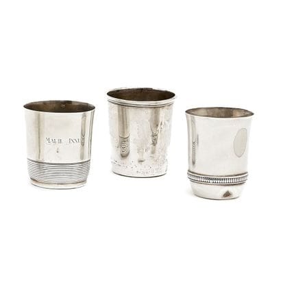 SET of three 925 thousandths silver kettledrums,...