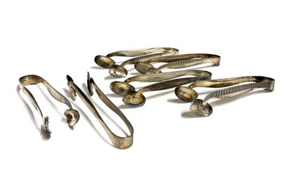 SET of six individual silver-plated asparagus...