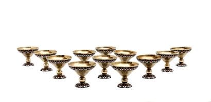TWELVE 800-milliliter silver ice cups, decorated...