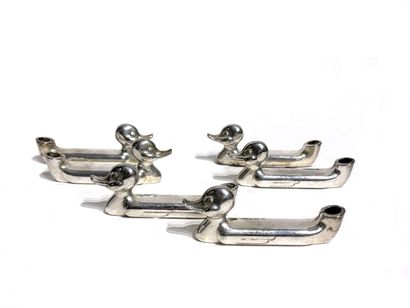 SET of six silver-plated duck-shaped knife/meal...