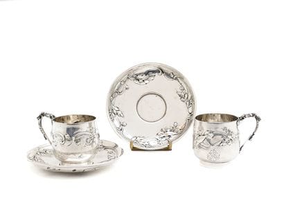 Pair of Art Nouveau silver 925-mil cups and...