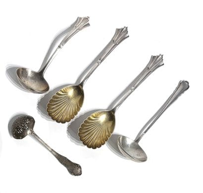 SET of five silver serving pieces, 800 thousandths,...