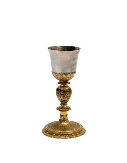 Gilded bronze and silver CALICE, resting...