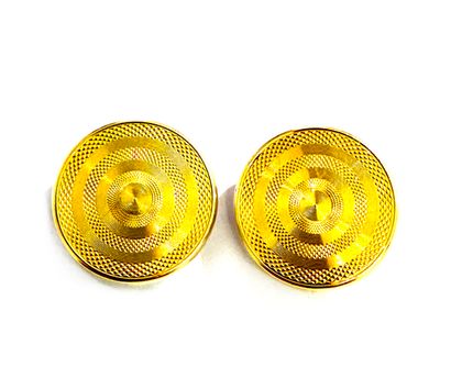 Pair of round neck studs in fully engraved...