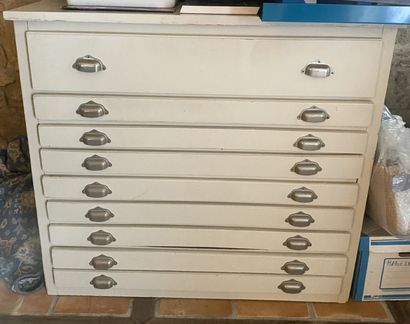 Cream painted wood ESTAMPES or DRAWINGS CABINET...
