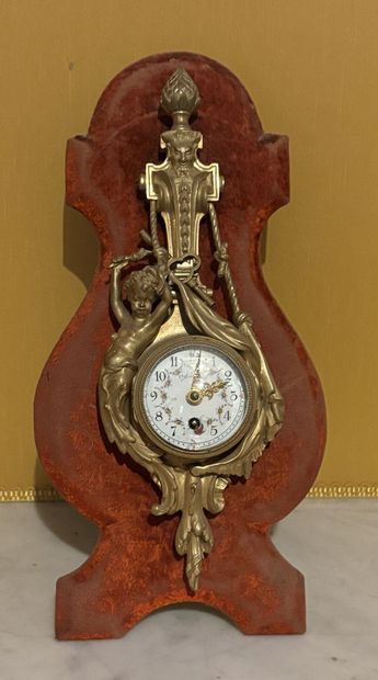 Gilt bronze CARTEL, enameled dial signed...
