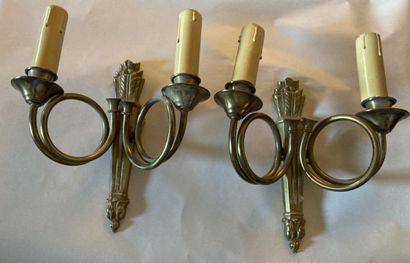 Pair of two-light ormolu wall lights decorated...