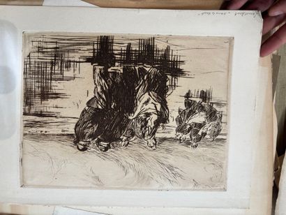 POCHETTES A DESSINS comprenant, huile sur...