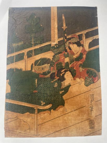 Ensemble d'estampes comprenant: 
- Utagawa...