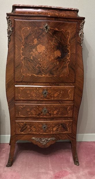 Wood veneered and inlaid FLAP SECRETARY opening...