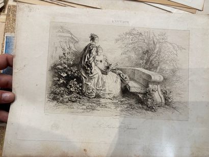 POCHETTES A DESSINS comprenant, huile sur...