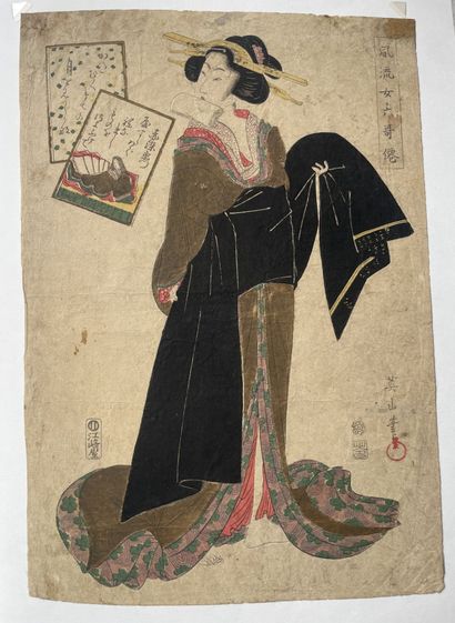 Kikugawa Eizan (Japon, 1787-1867)
Deux estampes,...