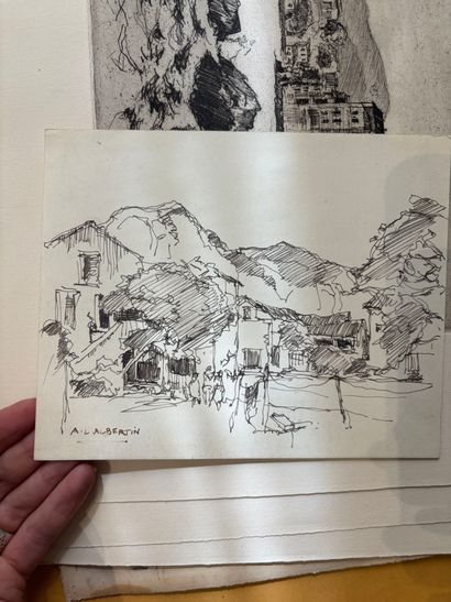 POCHETTE A DESSINS comprenant, gravures,...