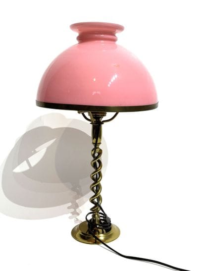 REUNION OF TWO PETROLEUM LAMPS, one a porcelain...