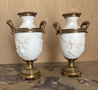 PAIR OF VASES mounted in porcelain cookie...