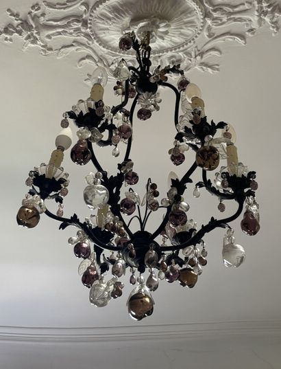CAGE LIGHT in blown and molded bronze and...