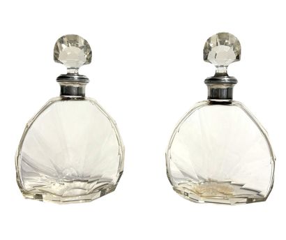 Pair of glass CARAFES with 925 thousandths...