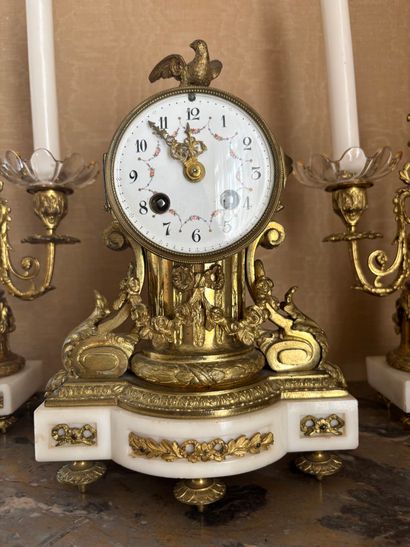 Marble and gilt bronze Mantelpiece including...