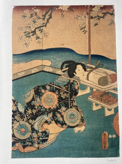 Ensemble d'estampes: 
- Kunimaru Utagawa...