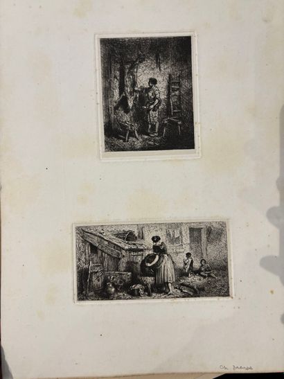 POCHETTES A DESSINS comprenant, huile sur...