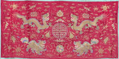 CHINE - XIXe siècle
Ensemble de quatre tentures...