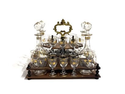 LIQUEUR CELLAR INTERIOR in turned wood and...