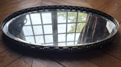 Oval silver-plated and mirrored TABLE TOP...