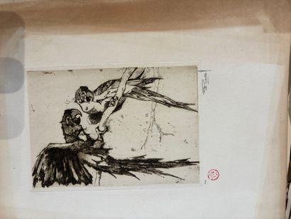 POCHETTES A DESSINS comprenant, huile sur...