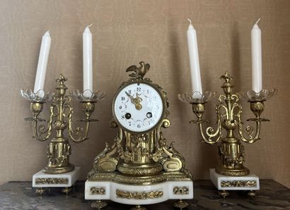 Marble and gilt bronze Mantelpiece including...