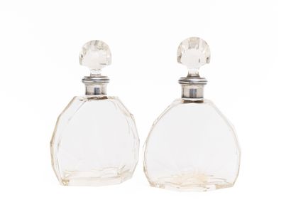 Pair of glass CARAFES with 925 thousandths...