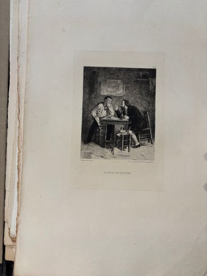 POCHETTE A DESSINS comprenant, gravures et...