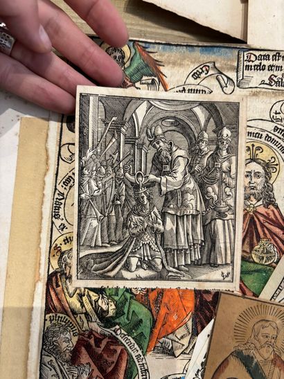 POCHETTES A DESSINS comprenant, huile sur...