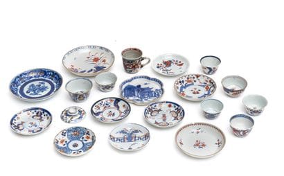 China
Porcelain set with blue and polychrome...