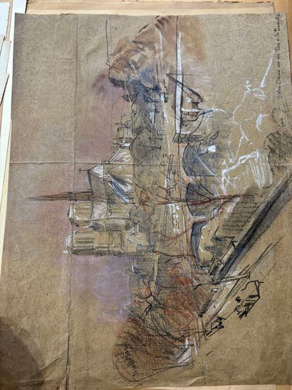 POCHETTE A DESSINS comprenant, dessins et...