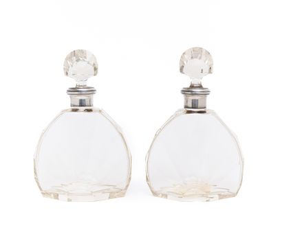 Pair of glass CARAFES with 925 thousandths...