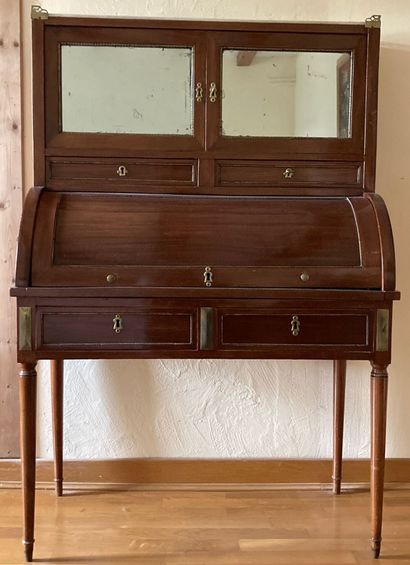 BONHEUR DU JOUR cylinder desk in veneered...