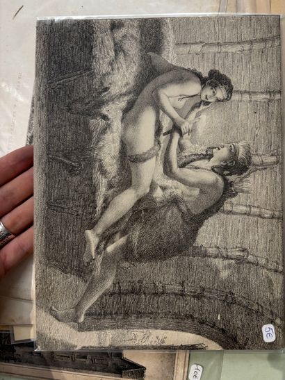 POCHETTE A DESSINS comprenant, gravures dessins...