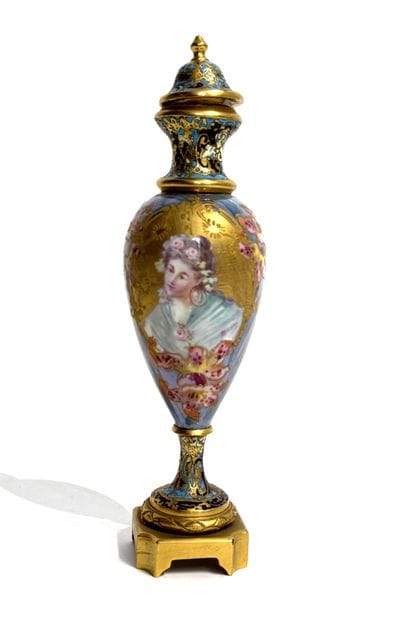 Bronze vase with champlevé enamel decoration,...
